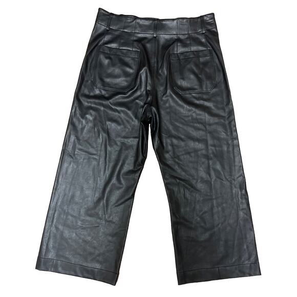 Anthropologie Maeve The Colette Faux-Leather Crop Wide-Leg Pants Size 34 black - Picture 10 of 13